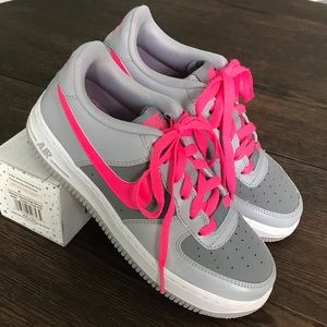 pink and gray air force ones